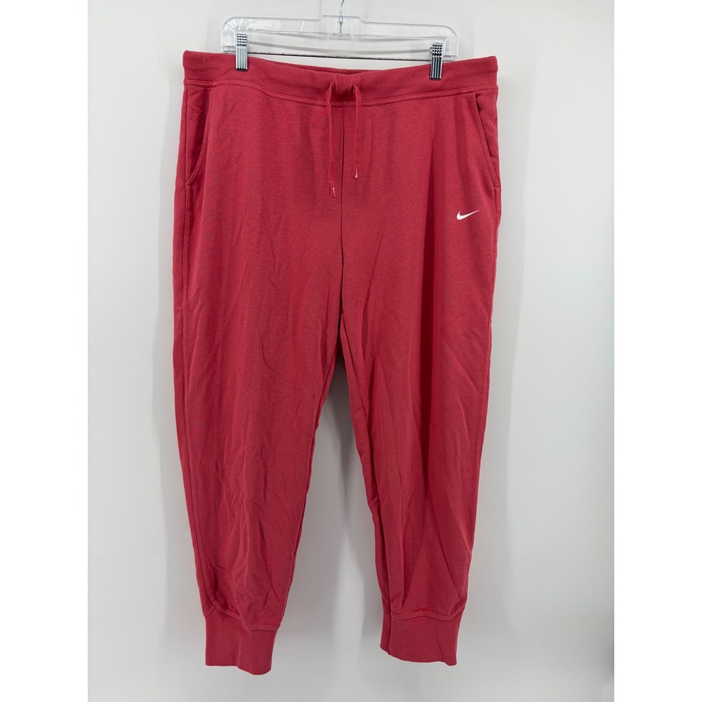 Nike Womens XL Pink Jogger Sweatpants Dri-FIT Tapered Drawstring Pockets